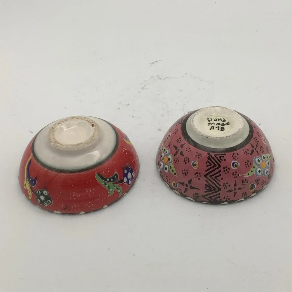 Two Colorful Turkish Ceramic Mini Bowls